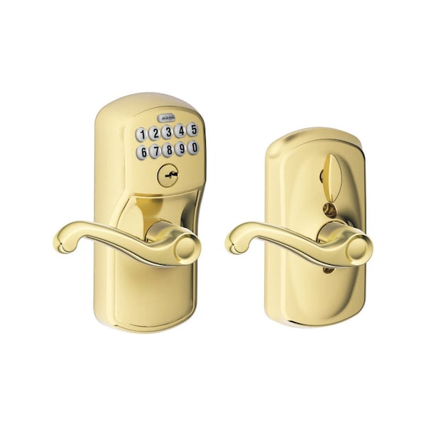 Schlage Schlage Bright Brass Steel Electronic Keypad Entry Lock FE595VPLYFLA505 - main